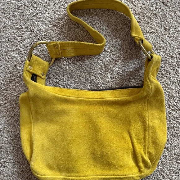Y2K Yellow Suede Shoulder Bag - Picture 2 of 4